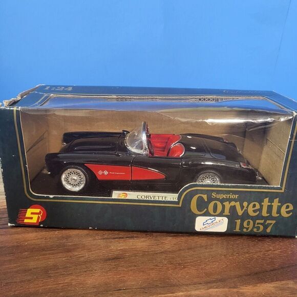 Sunnyside Superior 1957 Chevrolet Black / Red Corvette Model Car 1:24 DieCast - Picture 1 of 16
